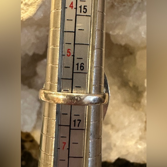 Natural Agate Teardrop Stone Silver Plated Ring - Picture 4 of 5